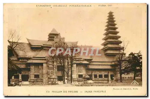 Cartes postales Exposition Coloniale Internationale Paris Pavillon des Pays Bas Facade Principale