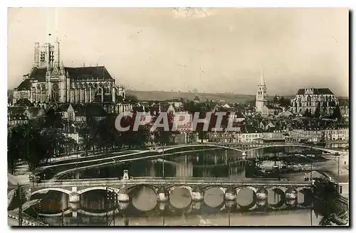 Moderne Karte Auxerre La Cathedrale et l'Eglise St Germain Vues du Pont Paul Bert