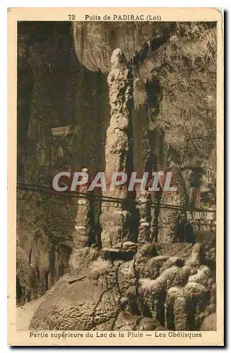 Cartes postales Puits de Padirac Lot Partie superieure du Lac de la Pluie Les Obelisques