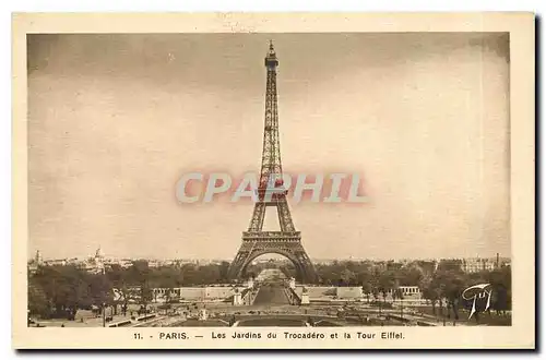 Cartes postales Paris Les Jardins du Trocadero et la Tour Eiffel