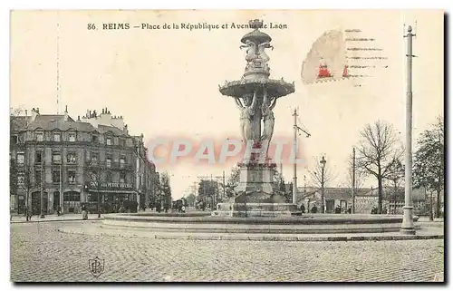 Cartes postales Reims Place de la Republique et Avenue de Laon