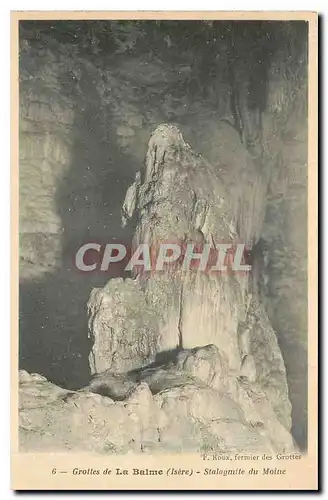 Cartes postales Grottes de La Balme Isere Stalagmite du Moine