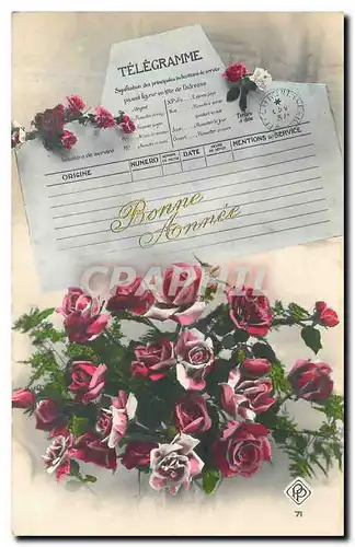 Cartes postales Bonne Annee Fleurs Telegramme