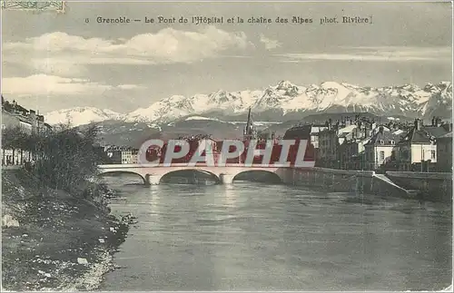 Cartes postales GRENOBLE Le Pont de l'Hopital et la chaine des Alpes