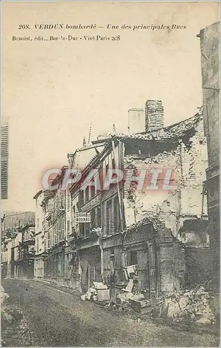 Cartes postales VERDUN bombarde Une des principales rues