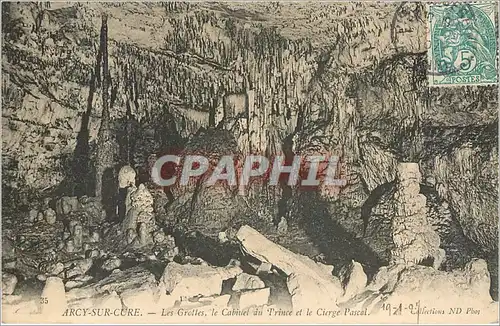Cartes postales ARCY-SUR-CURE  Les grottes Le cabinet du Prince et le cierge Pascal