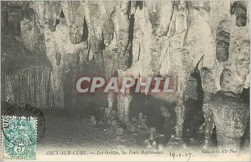 Cartes postales ARCY-SUR-CURE  Les grottes Les fonts baptismaux