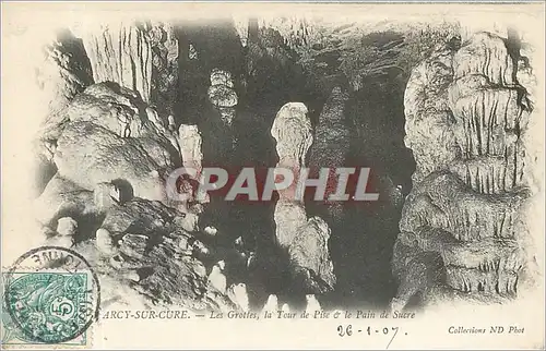 Cartes postales ARCY-SUR-CURE Les grottes La tour de Pise et le pain de sucre