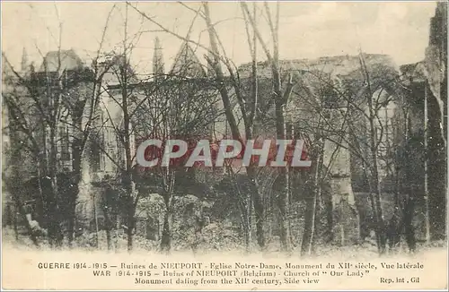 Cartes postales Eglise de Notre-Dame Ruines de Nieuport Militaria