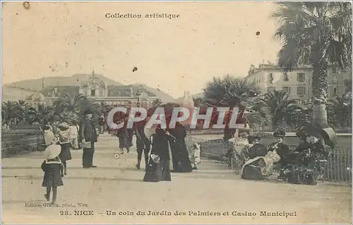 Cartes postales NICE Un coin du jardin des Palmiers et Casino Municipal