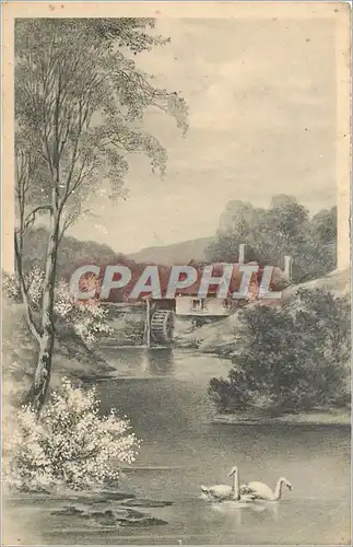 Cartes postales Moulin a eau Cygnes