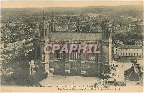 Ansichtskarte AK N-D de Fourviere et jonction du Rhone et de la Saone.Vue prise de l'ascenceur de la Tour de Four