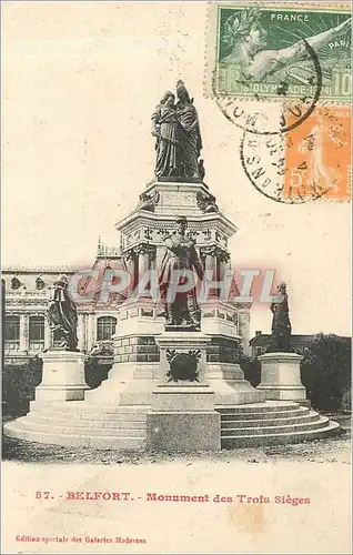 Cartes postales BELFORT.Monument des trois Si�ges Timbre Jeux Olympiques