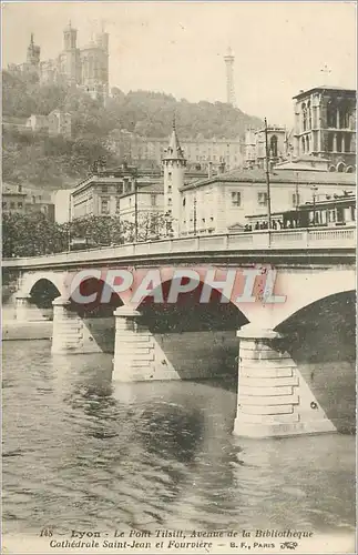 Cartes postales LYON-Le Pont Tisill Avenue de la Biblioth�que.Cath�drale Saint-jean et Fourvi�re