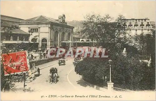 Cartes postales 41 LYON-La Gare de Perrache et l'Hotel Terminus-A.C