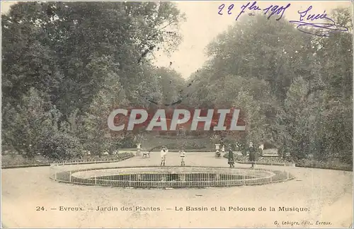Cartes postales Evreux-Jardin des Plantes-Le Bassin et la Pelouse de la Musique