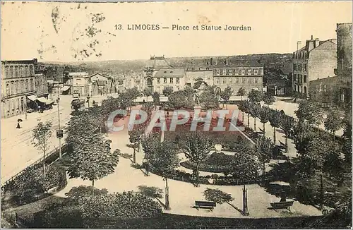 Cartes postales LIMOGES-Place et Statue Jourdan