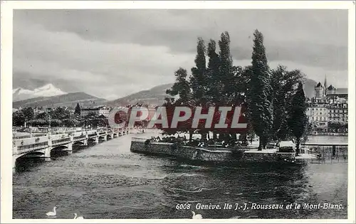 Cartes postales Geneve  Ile J.J Rousseau et le Mot-Blanc