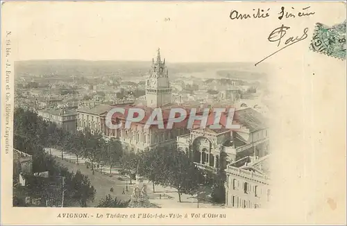 Cartes postales AVIGNON-Le theatre et l'hotel de Ville a Vol d'oiseau