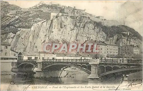 Cartes postales GRENOBLE-Pont de l'Esplanade et les Fort Rabot et la Bastille