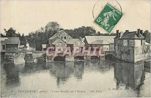 Cartes postales PONTLIEUE(Sarthe).Vieux Moulin sur l'Huisne