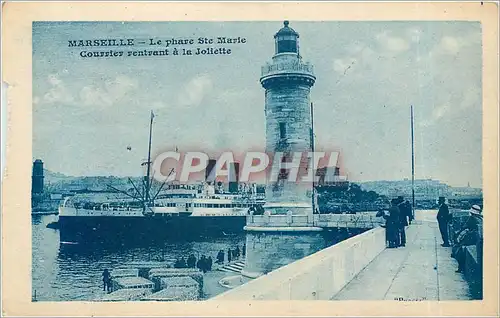 Cartes postales MARSEILLE-Le phare Ste Marie.Courrier rentrant � la Joliette Bateau