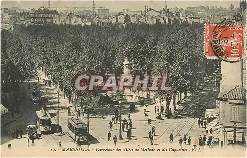 Ansichtskarte AK MARSEILLE-Carrefour des allees de Meilhan et des Capucines -E.L Tramway