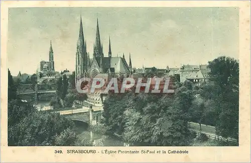 Ansichtskarte AK STRASBOURG-L'Eglise Protestante St- Paul et la Cathedrale