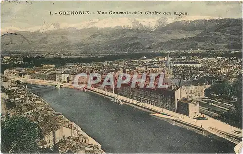 Cartes postales Grenoble Vue Generale et la Chaine des Alpes