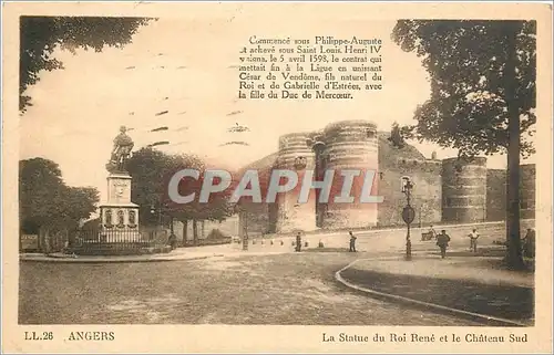 Cartes postales Angers La Statue du Roi Rene et le Chateau Sud