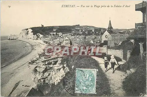 Ansichtskarte AK Etretat Vue sur la Plage prise de la Falaise d'Aval