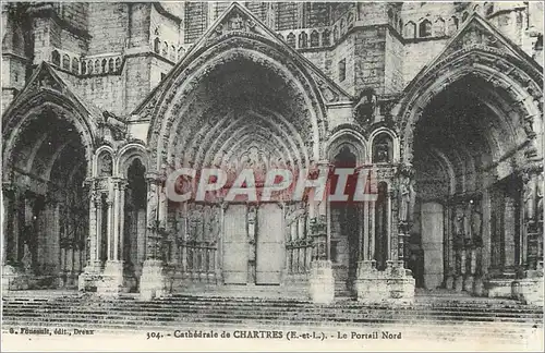 Cartes postales Cathedrale de Chartres E et L Le Portail Nord