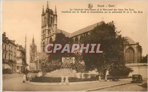 Cartes postales Gand Gent La Cathedrale Saint Babon et le Monument des freres Van Eyck