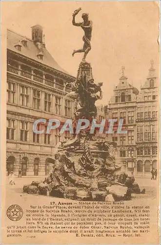 Ansichtskarte AK Anvers Statue de Salvius Brabo