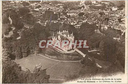 Cartes postales Les grands Chateaux des bords de la Loire Azay le Rideau Le Chateau vu d'avion
