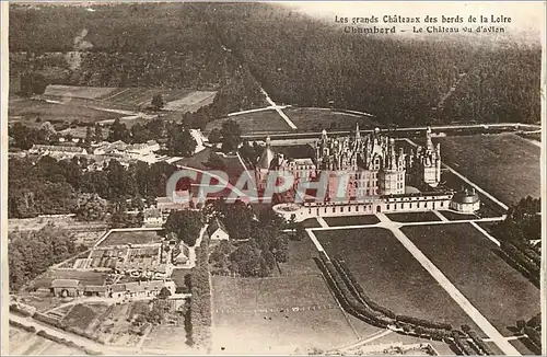 Cartes postales Les grands Chateaux des bords de la Loire Chambord Le Chateau vu d'avion