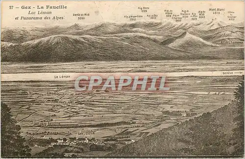 Cartes postales Gex La Faucille Lac Leman et Panorama des Alpes
