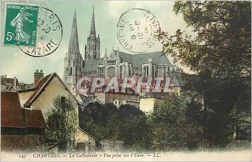 Cartes postales Chartres La Cathedrale Vue prise sur l'Eure