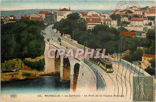 Ansichtskarte AK Marseille La Corniche Le Pont de la Fausse Monnaie Tramway