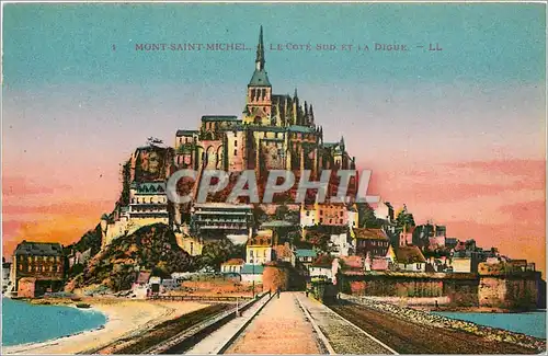 Cartes postales Mont Saint Michel Le Cote sud et la Digue