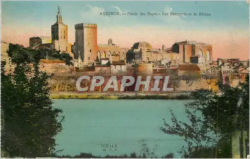 Cartes postales Avignon Palais des Papes Les Remparts et le Rhone