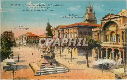 Cartes postales Avignon Perpective de la Place de l'Hotel de Ville et Rue de la Republique