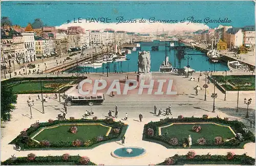 Cartes postales Le Havre Bassin du Commerce et Place Gambetta