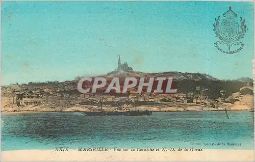 Cartes postales Marseille Vue sur la Corniche et ND de la Garde