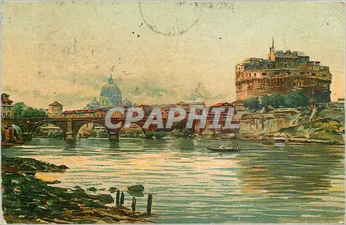 Cartes postales Roma Castel S Angelo Mausoleo Adriane Ponte e Cupola di S Pietro