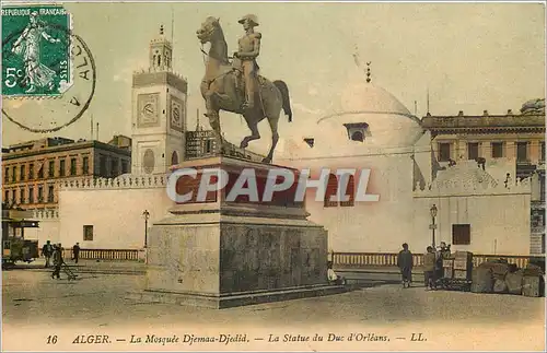 Moderne Karte Alger La Mosquee Djemaa Kjedid La Statue du Duc d'Orleans