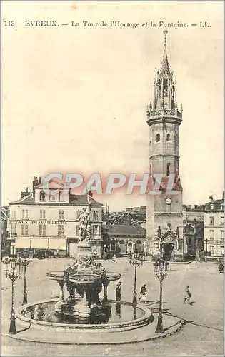 Moderne Karte Evreux La Tour de l'Horioge et la Fontaine