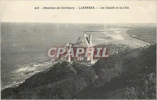 Cartes postales moderne Environs de Cherbourg Landemer Les Chalets et la Cote