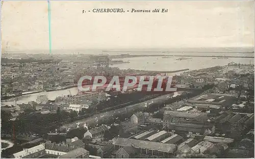 Moderne Karte Cherbourg Panorama cote Est