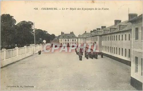 Moderne Karte Cherbourg Le 1er Depot des Equipages de la Flotte Militaria